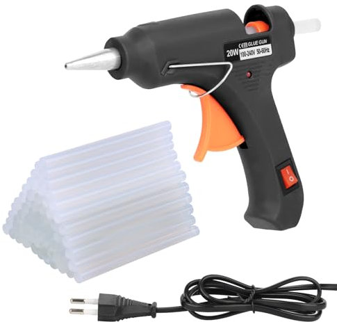 TNOMSNO Pistola per Colla a Caldo, 20W Colla a Caldo 7mm con 60 Stick, Pistola a Caldo per Colla per Arte DIY a Scuola Artigianato, Pistola Colla a Caldo Professionale
