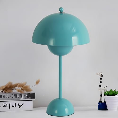 Alpinaluz Vintage-Tischlampe aus türkisblauem Stahl – modernes und elegantes Design, indirektes Licht, Parabolschirm und E27-Lampenfassung für Wohnzimmer, Schlafzimmer, Schreibtisch und Nachttisch