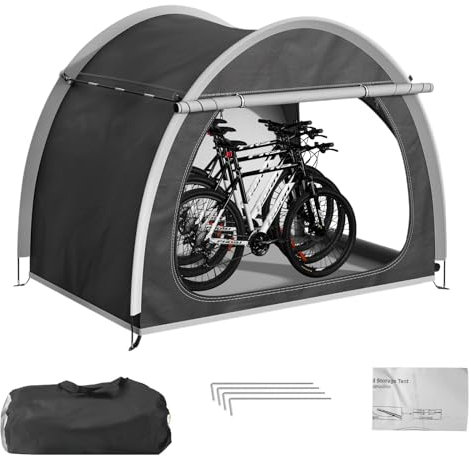 Abri Velo Exterieur, Housse Velo Extérieur Protection pour 2-4 Vélos, Cabanon Jardin, Abris de Jardin, Abri Moto, Cabane Imperméable et Anti-UV, Tente Rangement Carport, 210 x 150 x 165 cm