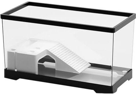 Zstar Piscina per tartarughe, acquario con scarico a terra, piattaforma solare, trasparente, per tartarughe e tartarughe, 40 x 18,5 x 22 cm