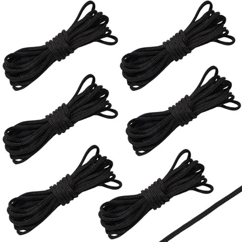 Lyreh 6pcs Corde en Nylon Fine, Corde Filet Trampoline Noir d'Arrimage Tapis Trampoline Accessoire Pratique pour l'Alpinisme Randonnée Camping Autres Activités Plein Air