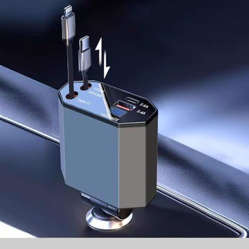 Caricatore Auto, [4 Porte Ricarica Rapida] 100W Presa Accendisigari USB C Auto, PD33W & QC3.0 Carica Batteria per Compatibile con iPhone 16 15 14 13 12 Pro Max iPad Samsung S23 Tablet etc.