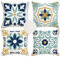 KEIROUTK Outdoor Kissen Dekorative Wasserfest 4 er Kissenbezug 45 x 45 cm Dekorative Outdoor Kissen Wasserfest Atmungsaktiv Blauer Druck Kissenbezug Werden für Sofakissen Garten Outdoor