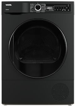 VESTEL TD 86301 DX Wärmepumpe Frontlader, 8 kg, 15 Programme, 20 Min. Schnellprogramm, Knitterschutz, PearlDrum-Schontrommel, Dark Inox