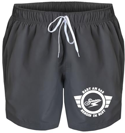 Badehose Herren Simson hart am Gas Benzin im Blut Badeshorts Bedruckt Männer Schwimmhose Beach Shorts Swim Shorts Men, Größe:L, Farbe:grau