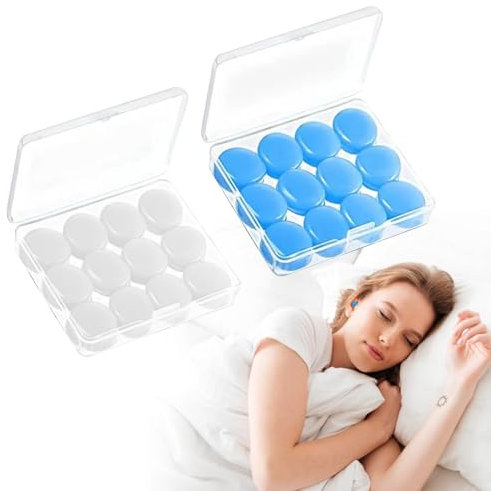 24 Pcs Earplugs for Sleeping Noise Cancelling, Soft Silicone Ear Plugs for Sleep, Reusable Swimming Earplugs for Adults, Soft Wax-Free Earplug for Sleep, Snoring and Travel