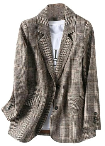 JYHBHMZG Damen Blazer für Frühling britischer Stil locker koreanischer Stil lässig einreihig kariert