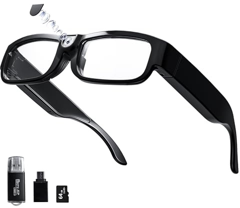 4K HD Camera Glasses, 2025 Upgrade Video Smart Glasses for Indoor & Outdoor Sports,Cycling, Driving, Hunting, Hiking, Fishing - No App Needed(64GB TF Card Include)