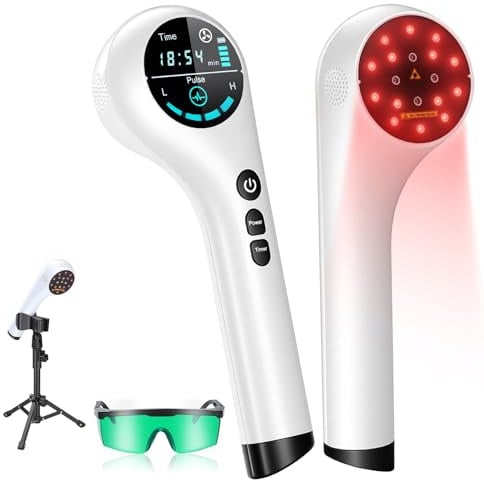 VAYALT Handgerät Rotlicht Therapiegerät, 650/808nm Red Light Therapy Device, Therapy Lindert Knie Gelenk Muskelschmerzen Rotlicht Therapiegerät Lamp für Gesicht und Körper, LED Rotlicht Wärmelampe
