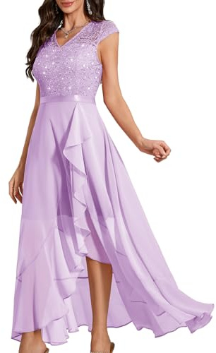Bbonlinedress Abendkleid elegant für Hochzeit Glitzer Kleid Chiffon Abschlusskleid lang festliches Brautkleid Spitze Party Cocktailkleid