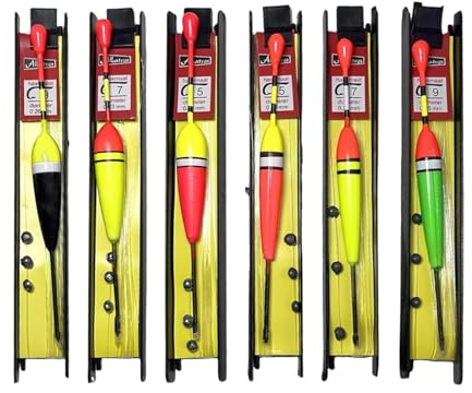 AJKQNMA 6 Stück Fishing Posen Set Angelposen Angeln Schwimmt Set Mit Senkblei, Angelschnur und Haken (5#, 7#, 9#) für Friedfische, Forellen, Aal, Zander ideal für See, Fluss, Bach und Teich
