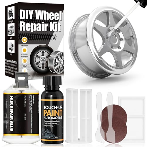 Pintura para Llantas, Kit Reparación Llantas Aluminio,Fuerte Adhesión,Plata | Pintura Llantas, Repara Arañazos de Coche, Repara Arañazos y Abrasiones en Llantas, Apto para Coches, Bicicletas Motocicletas