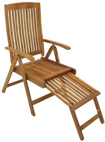 DEGAMO Klappessel Relaxsessel Maracana mit ausziehbarem Fußteil, klappbar, verstellbar und ausziehbar Akazienholz braun geölt, Outdoor