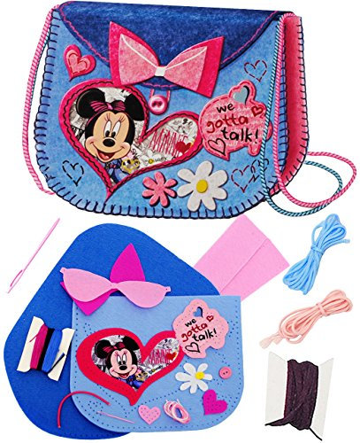 alles-meine.de GmbH Bastelset - Filz Tasche - Minnie Maus - zum Sticken, einfaches Nähen per Hand - Filztasche - Handtasche - Umhängetasche/Schultertasche - Komplettset fil..