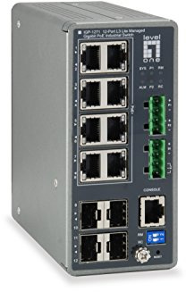 LevelOne Industrial Switch 12-Port L3 Lite Gigabit PoE 240W
