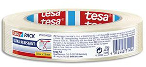 10 Rubans Adhésifs armé monofilament en fibres de verres laminées 105 microns - H25 mm x L50 mètres incolore