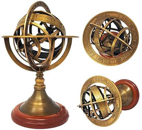 Nautische Kugel, antikes Messing, Tisch-Armillary
