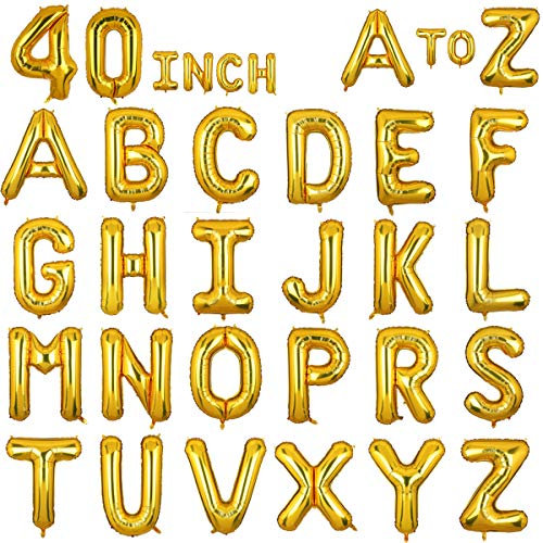 40 Inch Giant Gold Letter L Foil Helium Balloons Big Single Mylar Balloon Birthday Party Decoration Supply Baby Shower (Gold L)