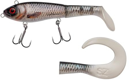 Abu Garcia Svartzonker McHybrid Hechtköder – Hybrid Hard Soft Swimbait – Köder mit Paddle Tail und Curl Tail