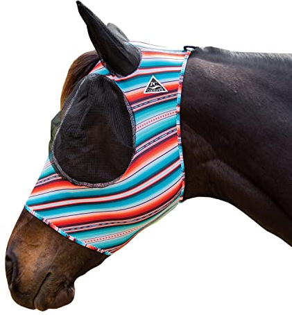 Professional's Choice Maschera antimosche da pannocchia, vestibilità comoda, motivo Santiago, massima protezione e comfort per il tuo cavallo