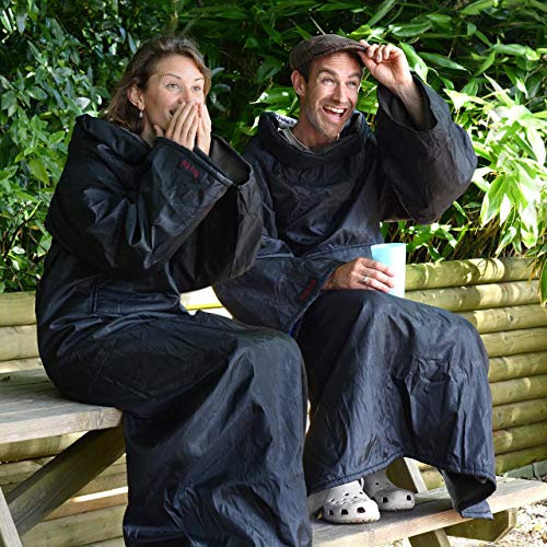 Snug Rug Outdoor Blanket with Sleeves Waterproof Wheelchair Blanket Windproof Fishing Festival, Camping and Watersports Sleeved Blankets Wearable, Adult Size - Slate Grey