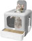 FAYDUDU Arenero Gatos Cubierto con Cajon Arenero Gatos Grande XXL Apertura Frontal Cajas de Arena Plegable con Pala y Filtro 44 x 40 x 38cm (Gris)