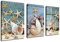 3 Stück gerahmte Leinwand Wandkunst Malerei Bild Seestern Muschel Fischernetz Stein am Strand Sand Leinwanddrucke Wandkunst 20x30cm (8x12in) x3 mit Rahmen