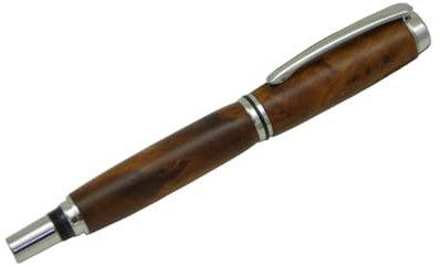 Füller aus verschiedenen Edelhölzern, exklusive Einzelstücke, Unikat, handgedrechselt, Modell Baron (Thuja Maser, chrom)