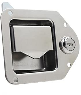 Cerradura de puerta de coche de acero inoxidable plateado TOTMOX con 2 llaves para caja de herramientas, cajas de herramientas, armarios de distribución de energía, remolques, camiones