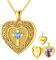 SOULMEET Personalisiert Herz geformt Kreuz Medaillon Halskette mit Aquamarin-Kristall, die Bilder hält Foto Personalisierte Medaillon Halskette Sterling Silber,Gravurfähig