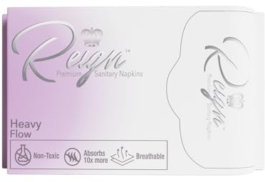 Reign Heavy Flow with Wings Sanitary Napkinsfor Women, Super Absorbent Pads,8 Count,1 Pack