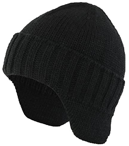 Herren Strickmütze Winter Strickmütze Ohrenklappe Mütze Strumpfmützen mit Ohren Beanie Mütze Wolle Cap Warm Skull Cap Slouchy mit Ohrenwärmer Winddicht Russische Bomber Hut Flieger Trapper