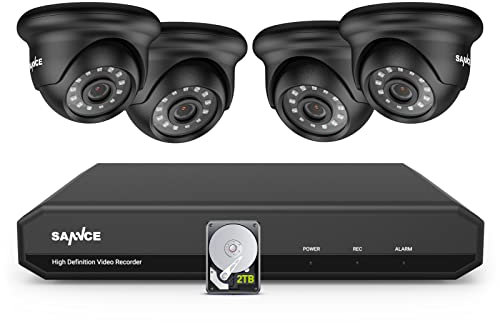 SANNCE Überwachungskamera Set 8CH 5MP Lite DVR Recorder mit 2TB Festplatte und 4X 1080P Wetterfest Analoge Dome Kamera außen Videoüberwachung System, 20M IR Nachtsicht, Bewegung Alarm, Fernzugriff