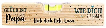 Cera & Toys® Mini Wasserwaage für Heimwerker/Personalisiert mit Wunschname Glück ist einen Papa wie Dich zu haben
