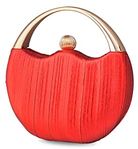 CORIOS Borsetta da Sera Donna Pochette Piccolo con Catena Bling Clutch Bag Elegante Borsa a Tracolla Borse a Mano Borsa Sposa Borse Messenger per Cocktail Festa Ballo Cerimonia Rosso