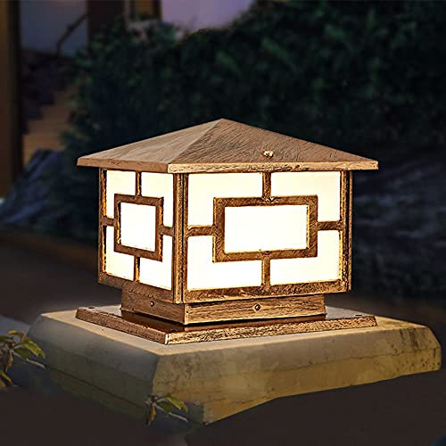 Pollerleuchten Außenleuchten Aussen Sockelleuchte Außen Außenleuchte Antik Schwarz Wegeleuchte Retro E27 Aluminiumguss Glas Wasserdichte IP55 Pollerlampe Garten Terrasse Garage Sockellampe (Bronze)