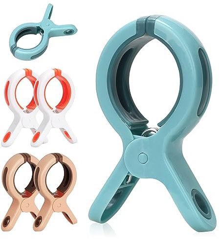 Lot de 6 Grandes Pinces à Linge pour Chaises Longues de Plage, Plastique Pinces à Serviette, Grandes Pinces à Linge Clip de Brise-Vent, Durable pour Lessive Quotidienne Serviettes de Bain Couette