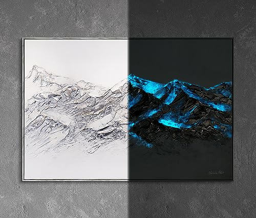 YS-Art Abstrakt Fluoreszierendes selbst leuchtendes Acryl 3D Gemälde auf Leinwand himmlische Schönheit handgemalt modern Wohndekor Bild echte Kunst 140x100 cm