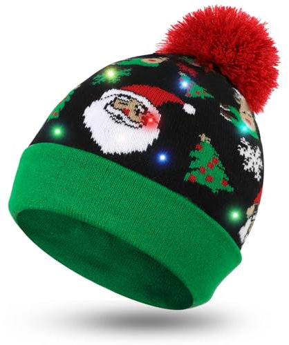 Hifot LED Leuchten Hut Mütze Stricken Helle und Bunte Weihnachten Xmas Christmas Warme Neuheit Strickmütze