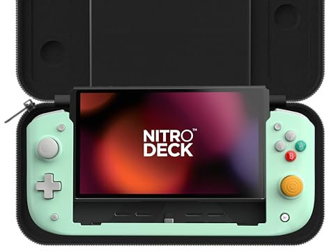 CRKD Nitro Deck (Retro Menthe) Édition limitée avec étui de transport pour Nintendo Switch et modèle OLED – Conçu pour le confort – Vitesse – avec Zero Stick Drift