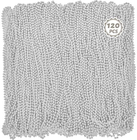 Huskein 120 Stück Mardi Gras Perlen, 83 cm Perlenkette, Mardi Gras Zubehör, Damen Herren Party Kostüm Halsketten Parade Werfen Perlen Bulk, 33 inches, Kunststoff, Kein Edelstein
