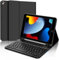 JADEMALL Coque Clavier pour iPad 10.2, iPad 9e/8e/7e Génération 2021/2020/2019, AZERTY Français Clavier sans Fil Housse avec Pen Holder pour iPad 9eme/8eme/7eme Generation, Noir
