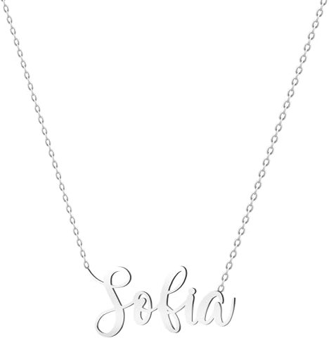 various Collana con nome in acciaio inox, ciondolo con nome personalizzato in argento per collana da donna, regali personalizzati da donna, per mamme, ragazza, coppie, migliore amica, Plateado,