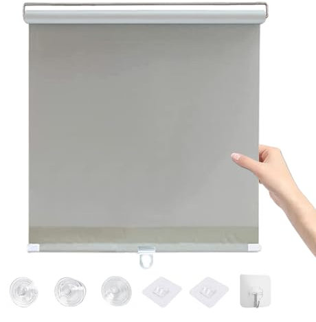 Tende a Rullo a Ventose Oscuranti per Finestre, Tende a Rullo Parasole Retrattili, Senza Forare, Larghe 30-75 Cm Tende Portatili, Tende Oscuranti Facili da Montare,Grey-55x125cm/21.7x49.2in