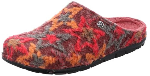 Rohde Damen Hausschuh Pantoffel Filz Muster bunt Rodigo-D 6185, Größe:38 EU, Farbe:Rot