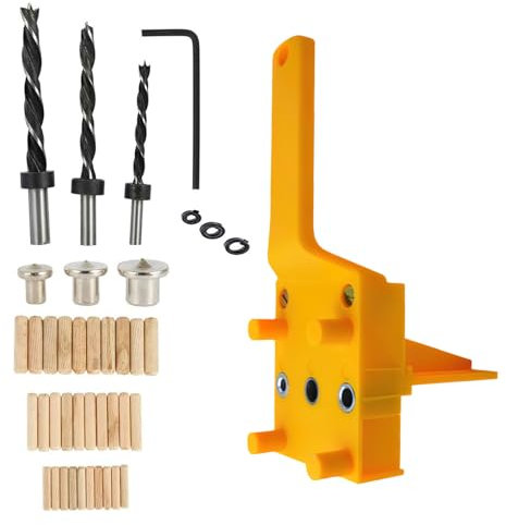 SUNJULY Plantilla de perforación práctica de 6/8/10 mm, 41 unidades de kit de tacos para trabajar la madera, agujeros para tacos, herramientas eléctricas