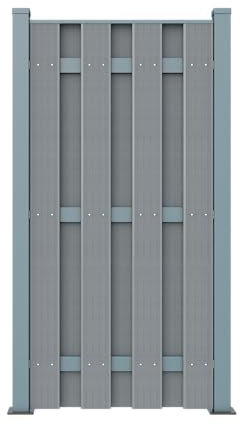 WPC Sichtschutz Gartenzaun Lamellenzaun Grau (1x Halbes Zaunelement & 1 Pfosten)