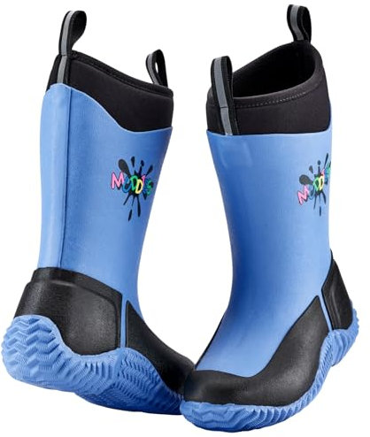 Grubs Muddies Icicle Unisex Kids Warm Neoprene Wellies Boots (Blue, UK Footwear Size System, Little Kid, Men, Numeric, Medium, 10)