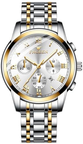 Avaner Uhren Herren Kalender Leuchtend: Edelstahl Paar Armbanduhren wasserdichte Damenuhr Herrenuhr mit Römische Skala Zifferblatt Quarz Uhr für Freizeit und Business