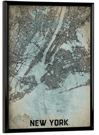 artboxONE Poster mit schwarzem Rahmen 18x13 cm Städte/New York Vintage Stadtplan NYC - Bild New York